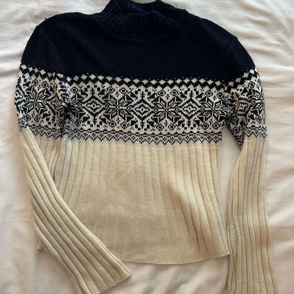 blue and white winter sweater